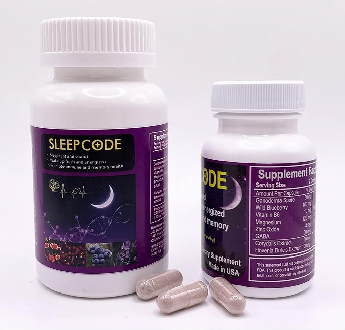 SLEEPCODE J&ampL Natural Supplement for Fast and Relax Sleep (60 Capsules)-L8
