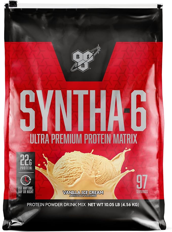 BSN SYNTHA-6 Whey Protein Powder Micellar Casein Milk Protein Isolate Powder Vanilla Ice Cream 97 Servings (Package May Vary)