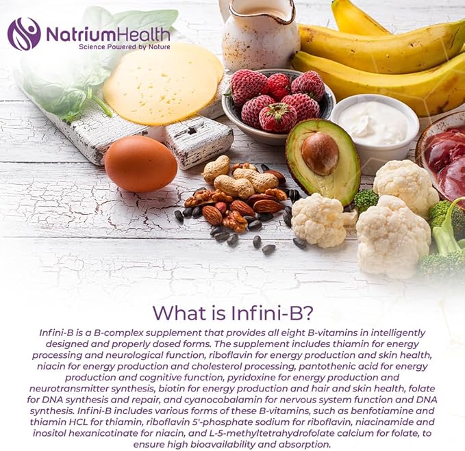 Nootropics Depot Infini-B Advanced B-Complex | Optimal Absorption &amp Bio-Availability | Enhanced Cognitive &amp Metabolic Support | 60 Capsules