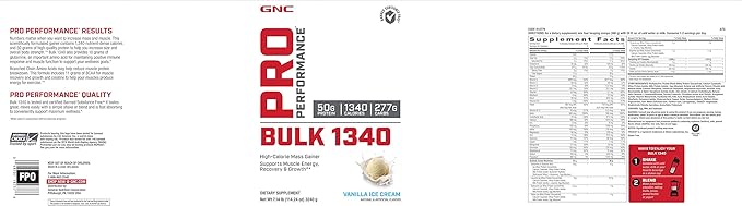 GNC Pro Performance Bulk 1340 - Vanilla Ice Cream Twin Pack 9 Servings per Bottle Supports Muscle Energy Recovery and Growth