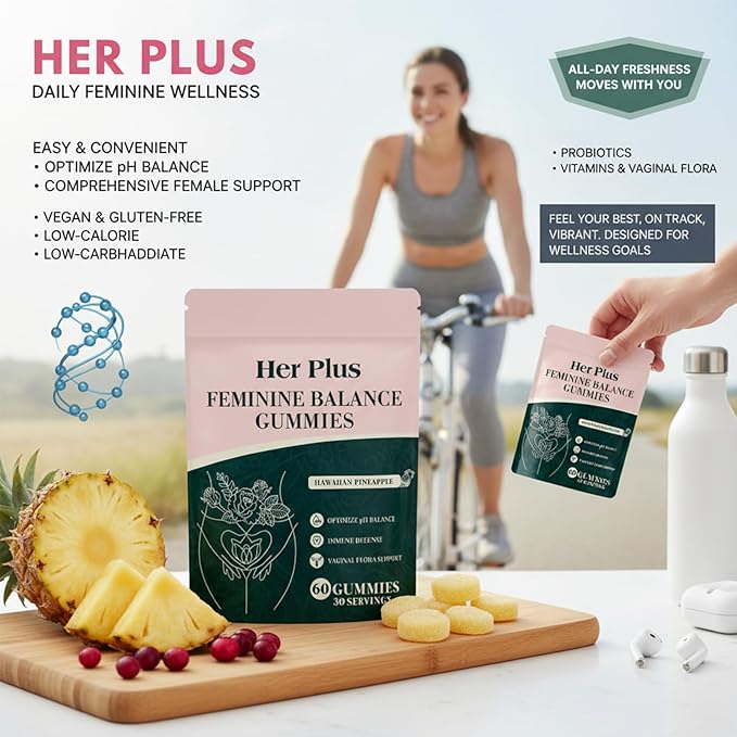 Nutrition Feminine Gummies Premium Feminine Balance Gummies for Women Health Hawaiian Pineapple Flavor Vegan Gluten Free 60 Gummies 30 Servings