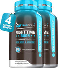 Herbtonics Night Time Burn &amp Sleep Complex Supports Overnight Metabolism Stress Relief &amp Deep Sleep. Includes Melatonin Valerian and Green Tea – Vegan Bedtime Weight Management (120 Capsules
