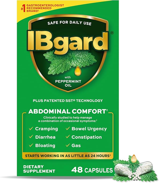 IBgard Gut Health Supplement Peppermint Oil Capsules for Abdominal Comfort 48 Capsules