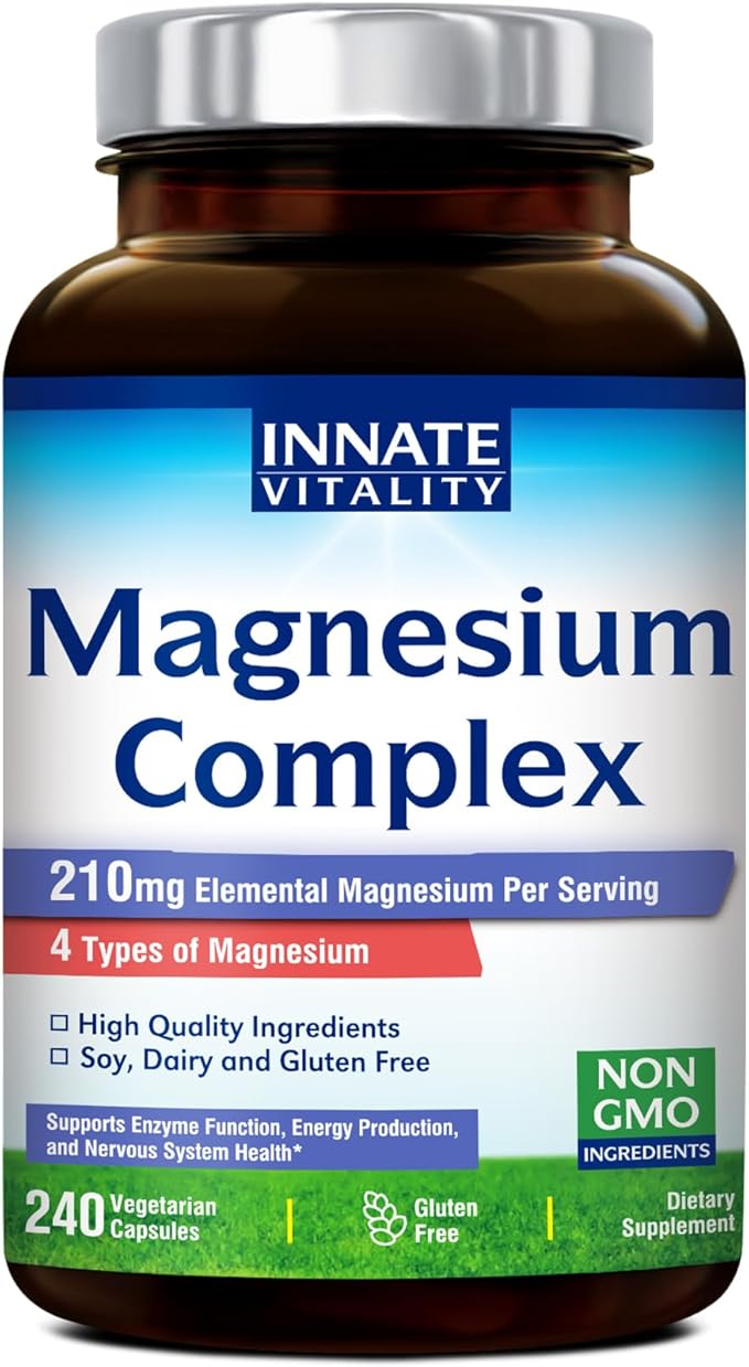 Innate Vitality Magnesium Glycinate 500mg 120 Capsules and 4 in 1 Magnesium Complex 240 Vegan Capsules