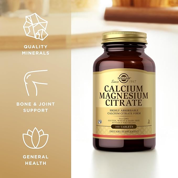 Solgar Calcium Magnesium Citrate - 100 Tablets Pack of 3 - Non-GMO Vegan Gluten Free Kosher - 60 Total Servings