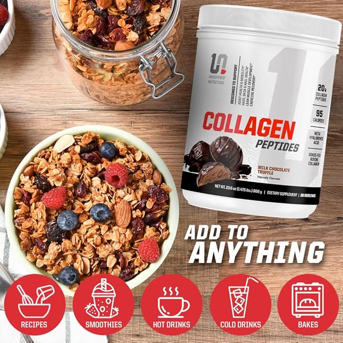 Undefined Nutrition Collagen Peptides by Brian Shaw (28 Servings) – 20g Collagen Peptides with Hyaluronic Acid - Promotes Muscle Hair Nail Skin Bone and Joint Health (1.25lbs Chocolate Truffle)