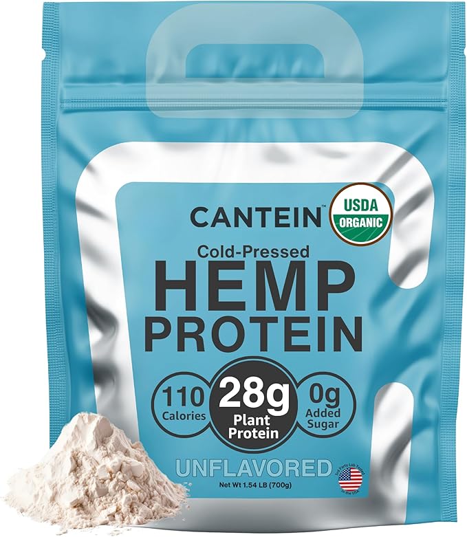 Organic Plant-Based Protein Powder - 100% Hemp Protein Vegan Shake Mix - Lactose Dairy &amp Gluten Free Clean Natural Unflavored (20 Servings)