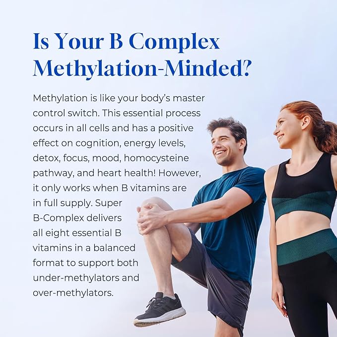 Methylated B Complex Liquid Vitamin - with Liposomal methylated B12 Folate B1 B2 B3 Niacin B6 Biotin TMG &amp Milk Thistle for Detox Metabolic Energy &amp Liver Health 1.7 Fl Oz