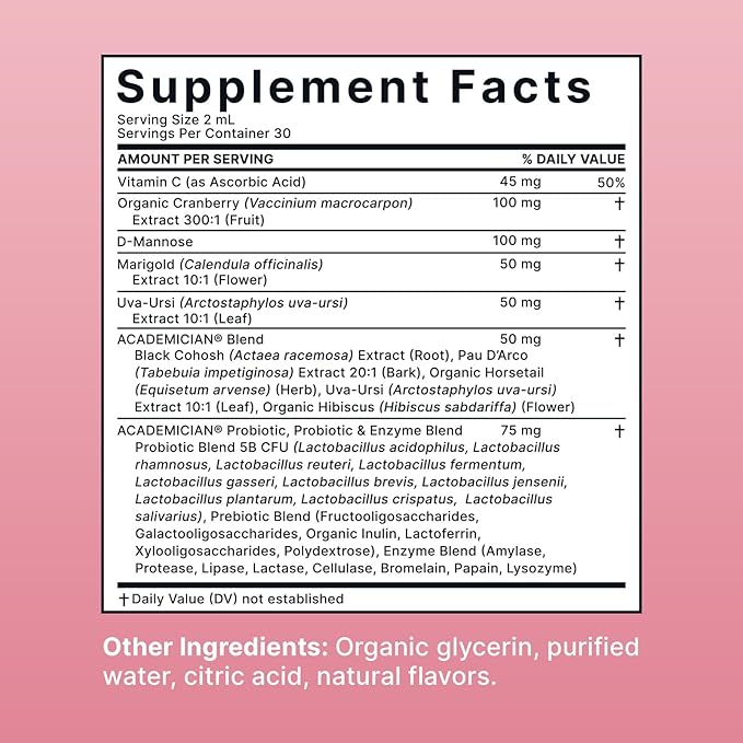 Cranberry Extract Liquid Probiotic with UVA Ursi Tincture D Mannose Liquid - 60ml