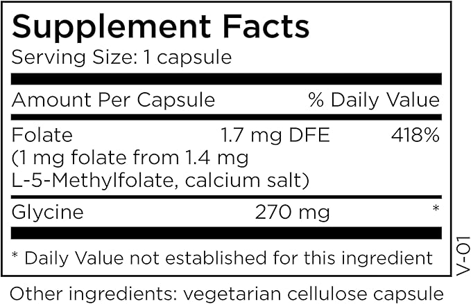 MethylPro L-Methylfolate 1 mg - Supports a Healthy Mindset - Active Folate for Methylation Support &amp Biochemical Reactions - Highly Bioavailable - Flexible Dosing - 90 Servings - 90 Capsules