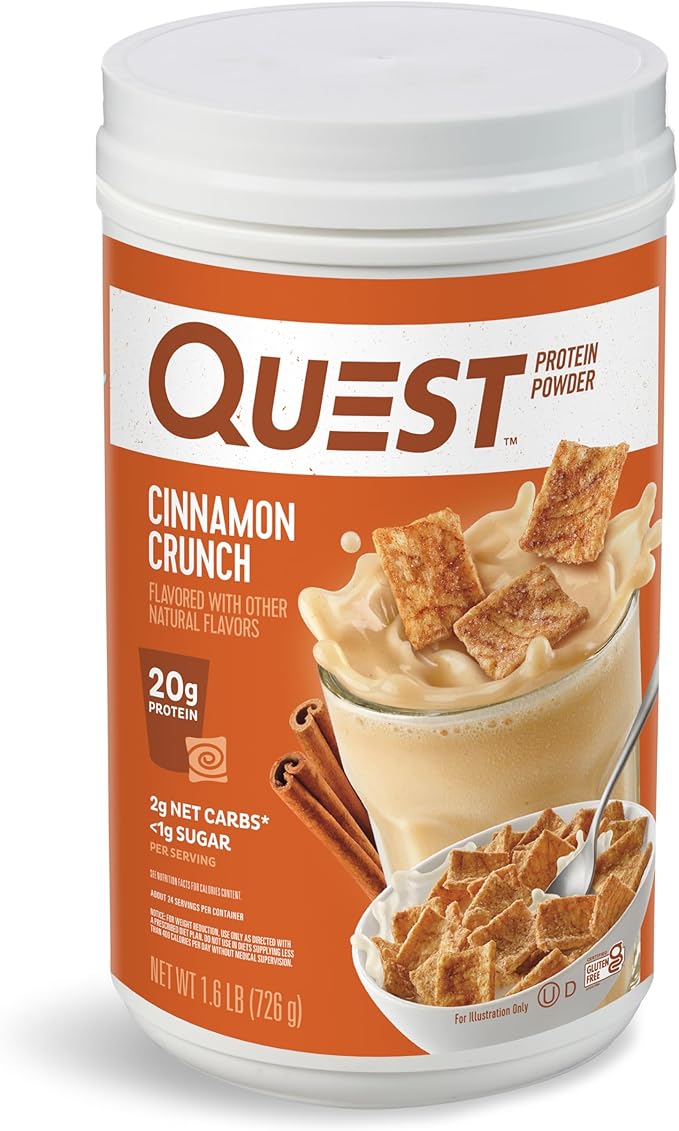 Quest Nutrition Chocolate Milkshake Protein Powder 22g Protein 1g Sugar Low Carb Gluten Free 3 Pound 43 Servings &amp Cinnamon Crunch Protein Powder 20g Protein 2g Net Carb 1g Sugar