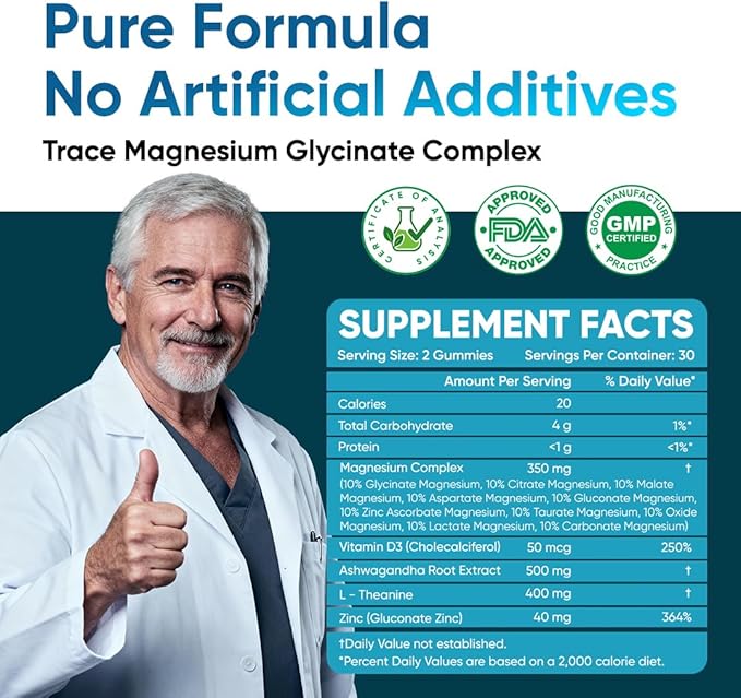 FOODESKY Magnesium Glycinate Gummies | 10 Forms of Magnesium + Vitamin D3 &amp Zinc | 60 Gummies | Supports Relaxation Focus &amp Better Sleep (2)