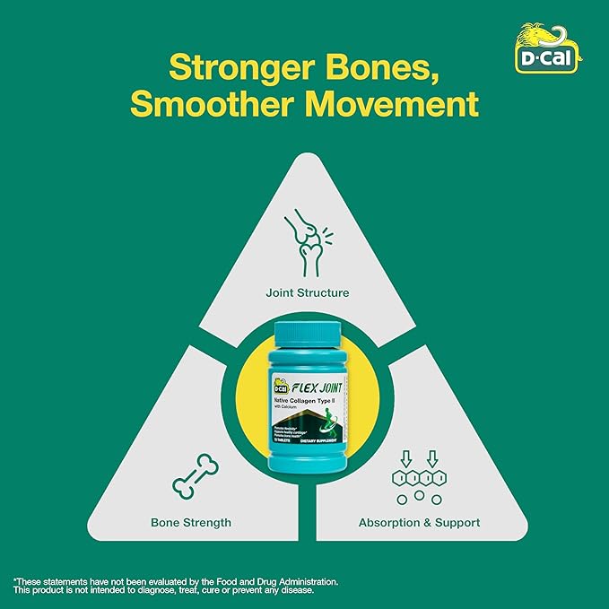 D-Cal Flex Joint | Joint Support Supplement for Women | Native Collagen Type II Calcium &amp BioPerine® | Rebuild Cartilage Improve Flexibility &amp Strengthen Bones | 72 Tablets Made in USA