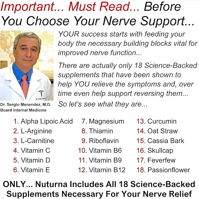 Neuroturna Support Supplement with 1200 mg Pure Alpha Lipoic Acid - Maximum Strength Formula with ALA + Vitamins + Minerals + Herbs - Best Natural Support - 180 Capsules