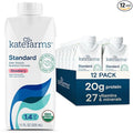 KATE FARMS Organic 1.4 High Calorie Nutrition Shake Strawberry 20g Protein 27 Vitamins and Minerals Meal Replacement 11 oz (12 Pack)
