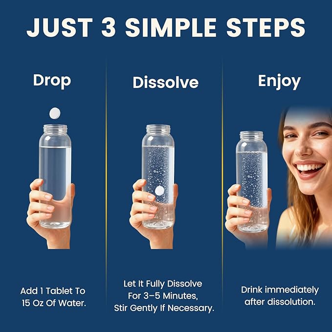 Hydrogen Water Tablets with MagnesiumHydrogen Tablets for Drinking WaterAntioxidant and Cellular Health Support H2 Molecular Tabs90 Tablets