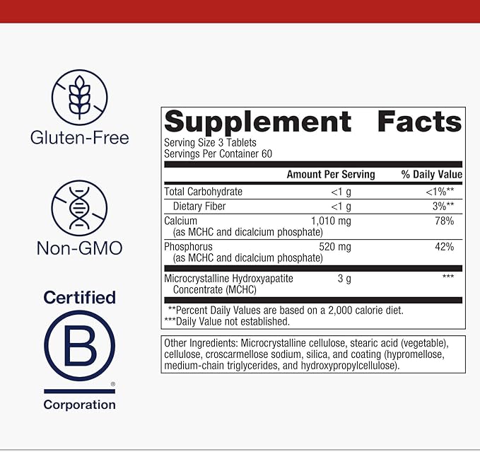 Metagenics Bone Builder Extra Strength - Microcrystalline Hydroxyapatite Concentrate (MCHC) with Calcium &amp Phosphorus - Supports Bone Density &amp Strength - Non-GMO &amp Gluten-Free - 180 Table