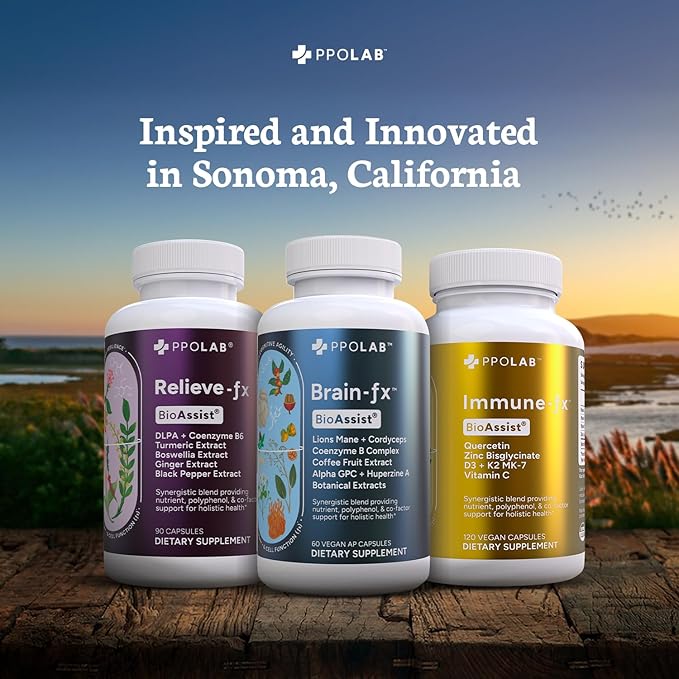 PPO Lab BioAssist® Relieve-Fx + Immune-fx Recovery Relief Joint Detox Mood Immune Pulmonary Lung Support Supplement Factors Clean Certified® Non-GMO