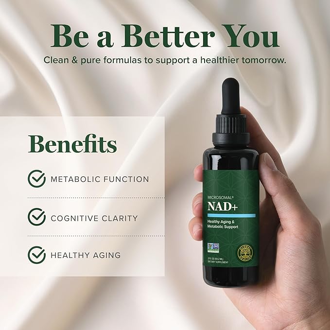 Global Healing Premium NAD+ Liquid Supplement - Sublingual NAD Drops - Liposomal NAD Plus Serum for Cellular Renewal - Nicotinamide Riboside Formula for Men &amp Women (2 Oz)