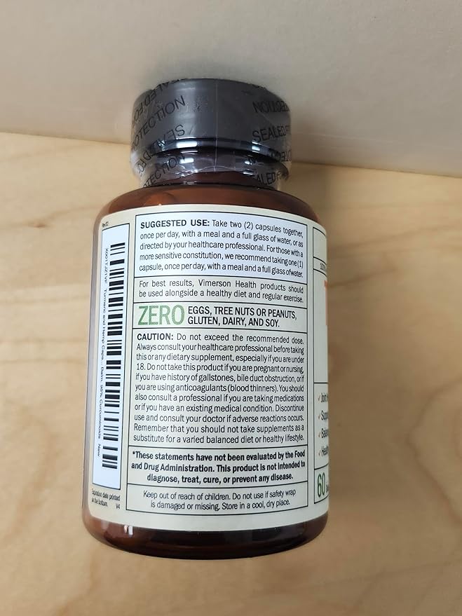 Turmeric Curcumin Supplement with Hemp Seeds &amp Lemon Balm Extract – Joint Health &amp Mobility – with Black Pepper for Absorption – Natural Joint Supplement for Men &amp Women
