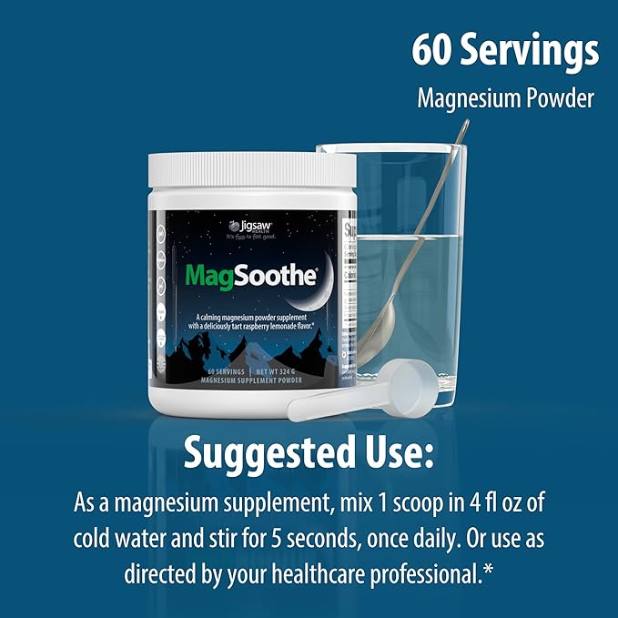 Jigsaw Health Magnesium Bundle | MagSRT 240 Tablets and MagSoothe (Raspberry Lemonade) 60 Servings (Jar)