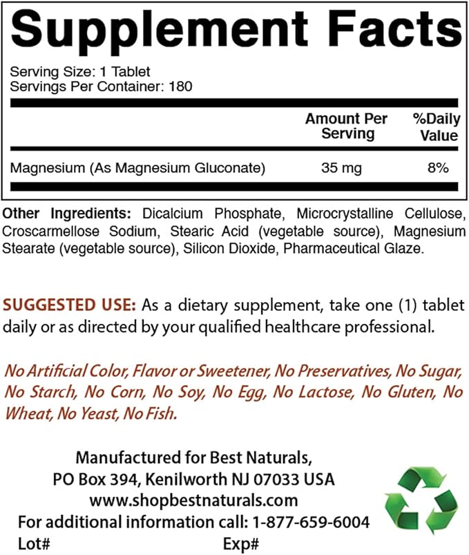 Magnesium Gluconate 600 mg &amp Vitamin B2 (Riboflavin) 400mg