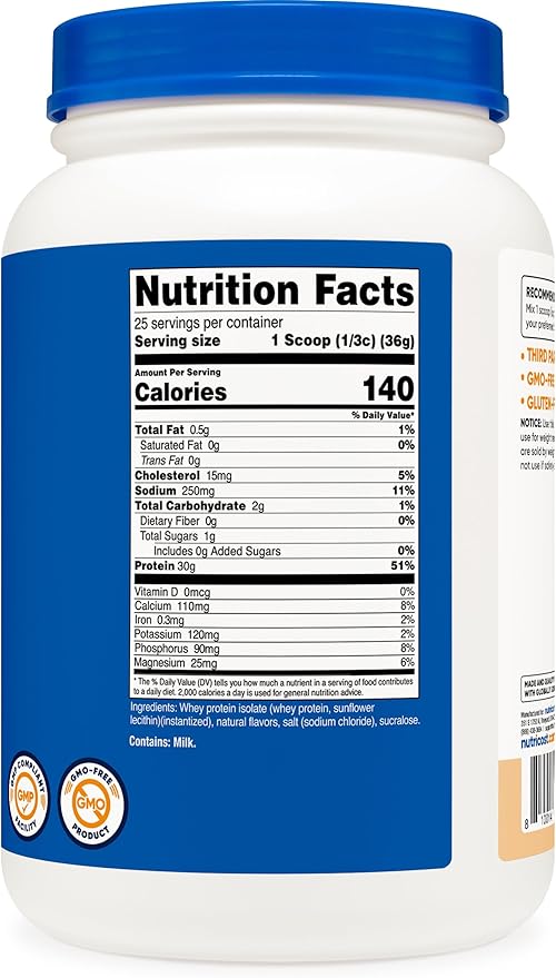 Nutricost Whey Protein Isolate Powder (Cake Batter 2LBS)