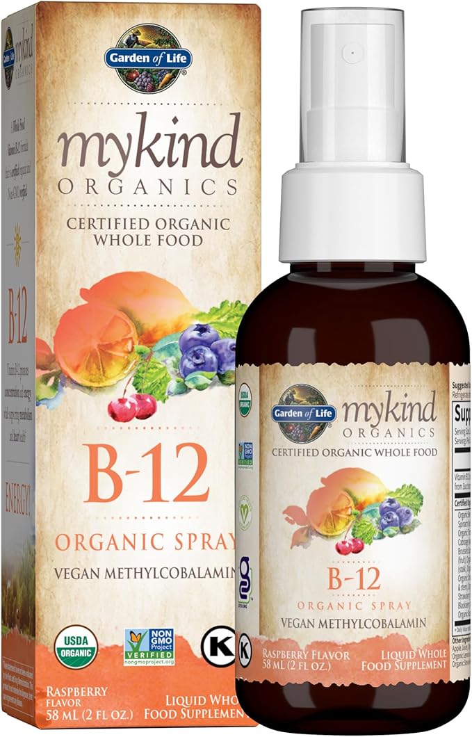 Garden of Life Organics B12 Vitamin - Whole Food B-12 for Metabolism and Energy &amp Organics Vitamin C for Kids and Adults Organic Vitamin C Spray for Skin Health