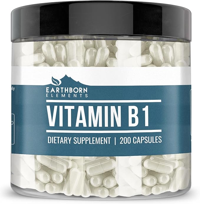 Earthborn Elements Vitamin B1 (Thiamine Mononitrate) and Gamma Oryzanol Bundle 200 Capsules Each Pure &amp Undiluted No Additives
