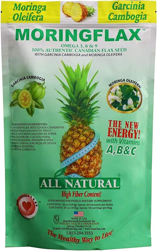 Moringflax Bag Formula 100 Natural Canadian Flax Seed with Garcinia Cambogia and Moringa Oleifera Bag Tan 16 Ounce - 2 Pack