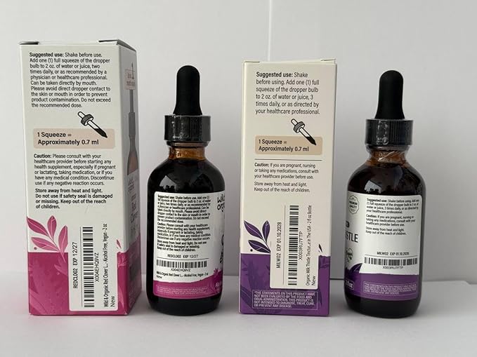 Wild &amp Organic Red Clover Tincture 2 fl oz &amp Milk Thistle Tincture 2 fl oz