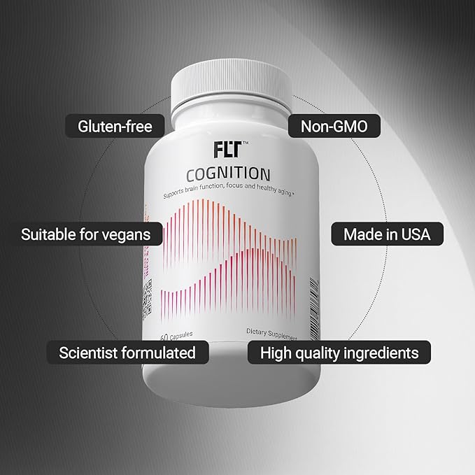 FLT Cognition Supplement – Focus Improved Memory Recall &amp Clarity Nootropic with Ergothioneine L-Theanine Gingko Biloba Lutein &amp Green Coffee Bean Extract – 60 Capsules | Vegan