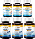 LOVITA 6-Pack Family Wellness Bundle - 3 Adult Fish Oil (120ct) &amp 3 Kid’s DHA (30ct) rTG Omega-3 &amp Lemon Flavor Brain Support