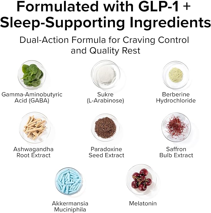 InnoSupps Night Shred GLP-1 - Nighttime Metabolic + Sleep Support* - Akkermansia + Ashwagandha - 60 Capsules. 30 Servings.