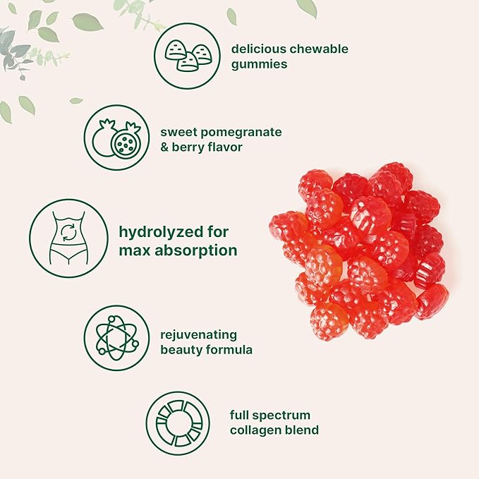 Micro Ingredients Multi Collagen Peptides 120 Collagen Gummies | Type IIIIIIVX Protein with Biotin Hyaluronic Acid &amp Vitamin C Complex | Pomegranate &amp Berry Flavored | Sugar Free Non-G