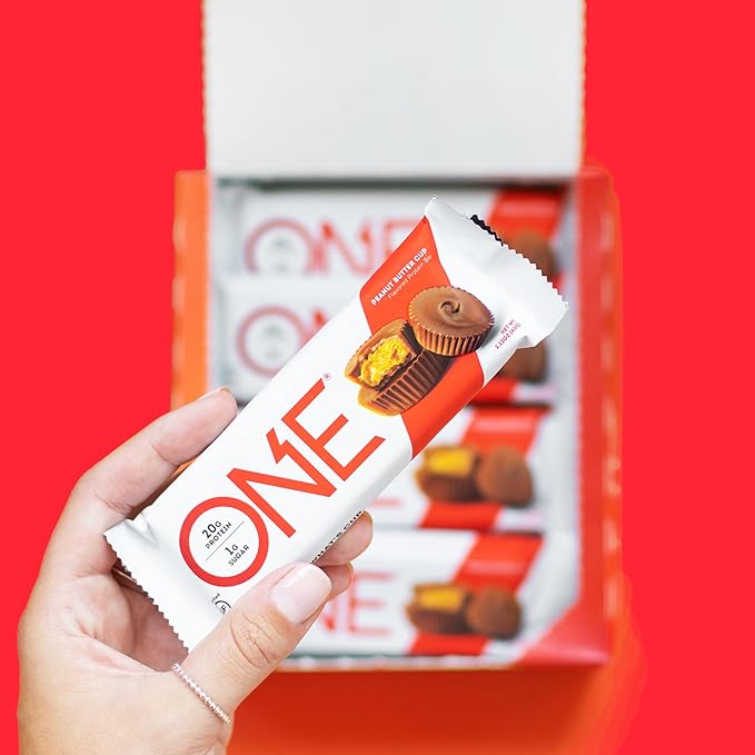 ONE Protein Bars Fruity Cereal Gluten Free Protein Bar with 20g Protein and only 1g Sugar &amp Protein Bars Peanut Butter Cup Gluten Free Protein Bar with 20g Protein and only 1g Sugar Snacking