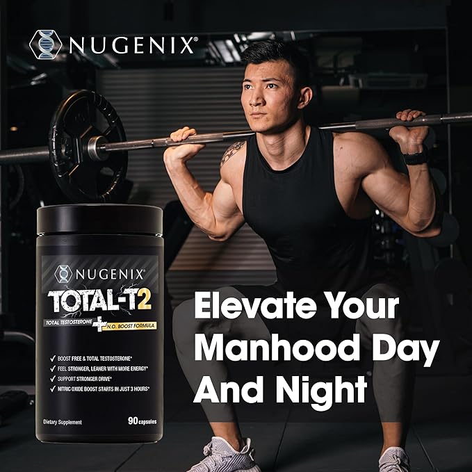 Nugenix Total-T2 - Testosterone Booster and Nitric Oxide Booster for Men Tesnor S7 ElevATP Tongkat Citrulline Nitric Oxide and Testosterone Supplement for Men (180 Count)