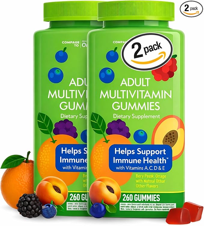 Member_Mark Adult Multivitamin Gummies – 260 Gummies (2Pack) Berry Peach &amp Orange Flavors Easy to Chew for Men &amp Women | by R&ampC Store
