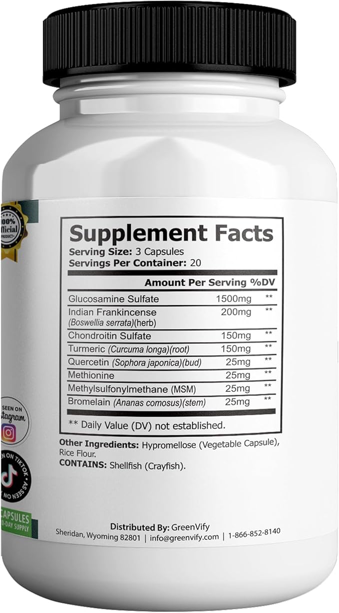 Healthy Flow Joint Support Max 1500mg Glucosamine 60 Capsules Maximum Strength Joint Support Supplement (5)