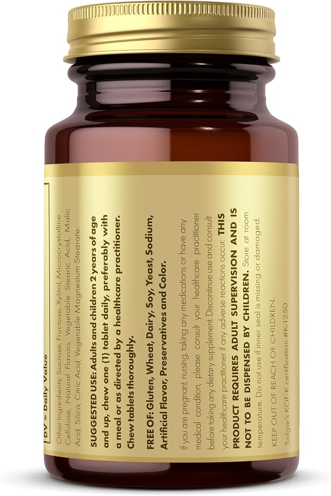 Solgar Vitamin D3 (Cholecalciferol) 25 mcg (1000 IU) Natural Strawberry Banana Swirl - 100 Chewable Tablets - Non-GMO Kosher - 100 Servings (Pack of 2)