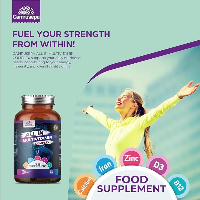 All in Multivitamin Complex – Daily Tablet with Calcium Iron Zinc Vitamin C B Complex D3 E A &amp More – Complete Daily Nutritional Support for Adults – 60 Tablets | 60 Day Supply
