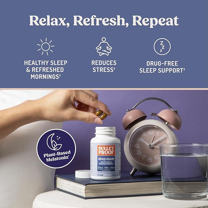 Bulletproof Sleep Mode Softgels 60 Count Supplement with Brain Octane C8 MCT Oil to Support Sleep