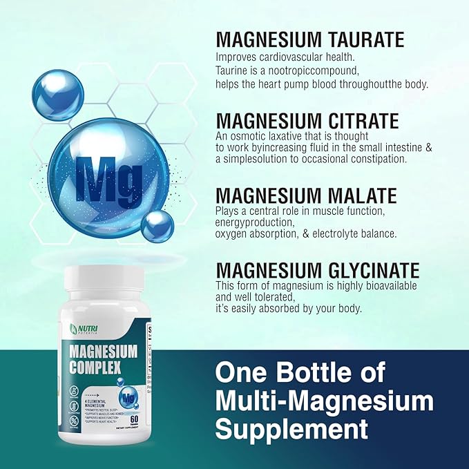 Magnesium Complex Supplement &amp Sea Moss Black Seed Oil Ashwaga - Immune Bone Heart Muscle &amp Nervous System Support