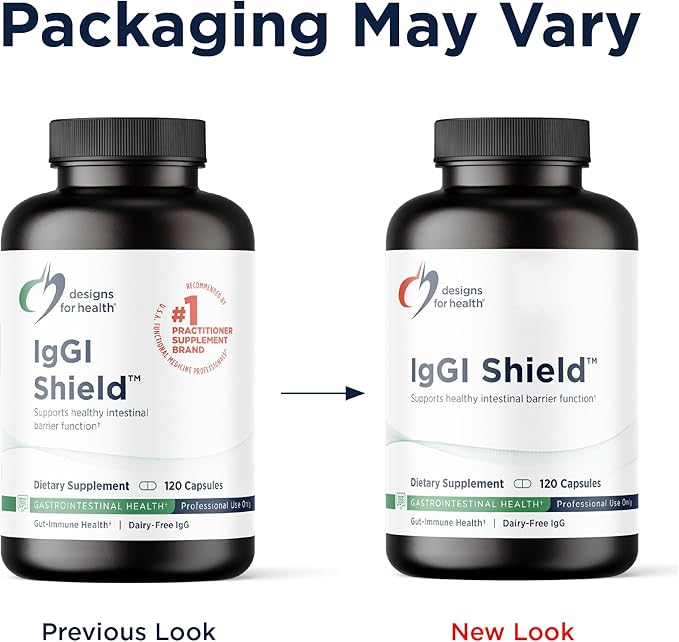 Designs for Health IgGI Shield - Gut Health &amp Immune Support Powder with Dairy-Free ImmunoLin Immunoglobulin and NAG - Help Bind &amp Remove Toxins and Fortify the Intestinal Barrier (120 Capsule