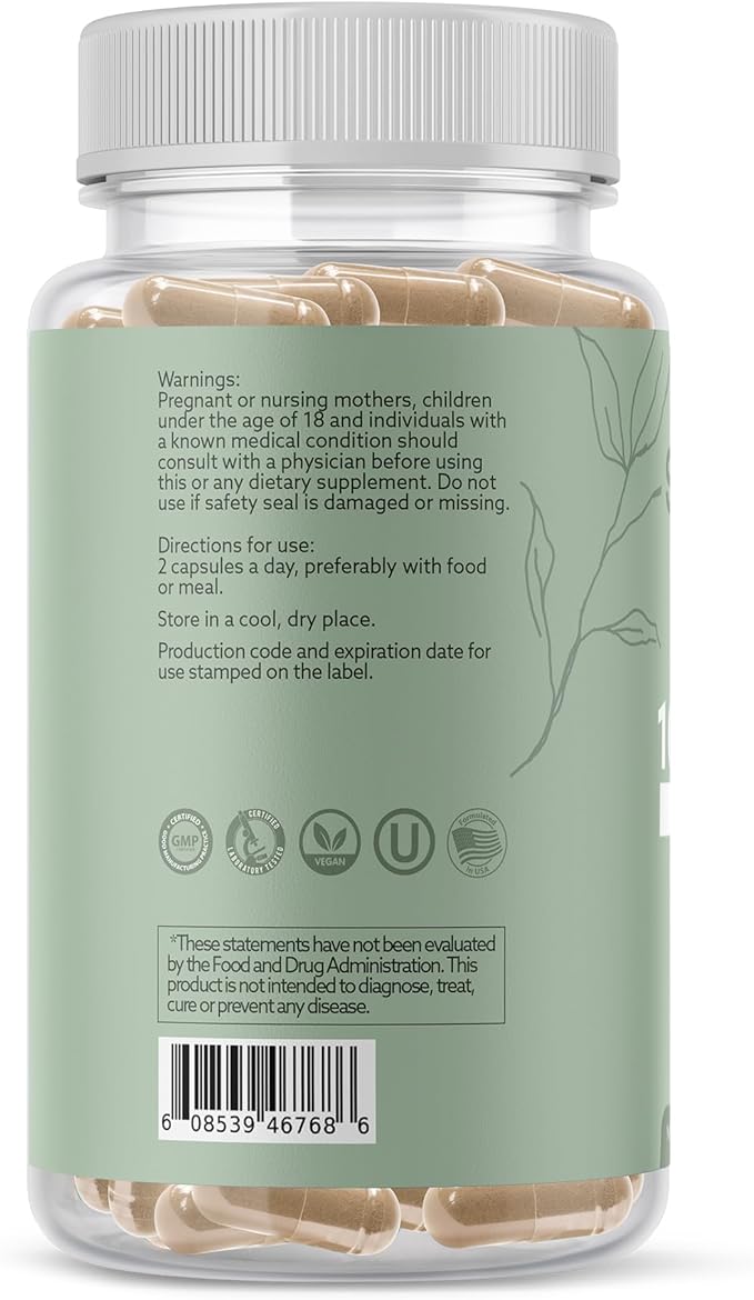 Burdock Root Organic and Bladderwrack 10 in 1 Immunity Booster Power Blend with Irish Sea Moss Ashwagandha and Black Seed Supplement for Men and Women Seamoss Pills Herbal Vegan - 60 Capsules