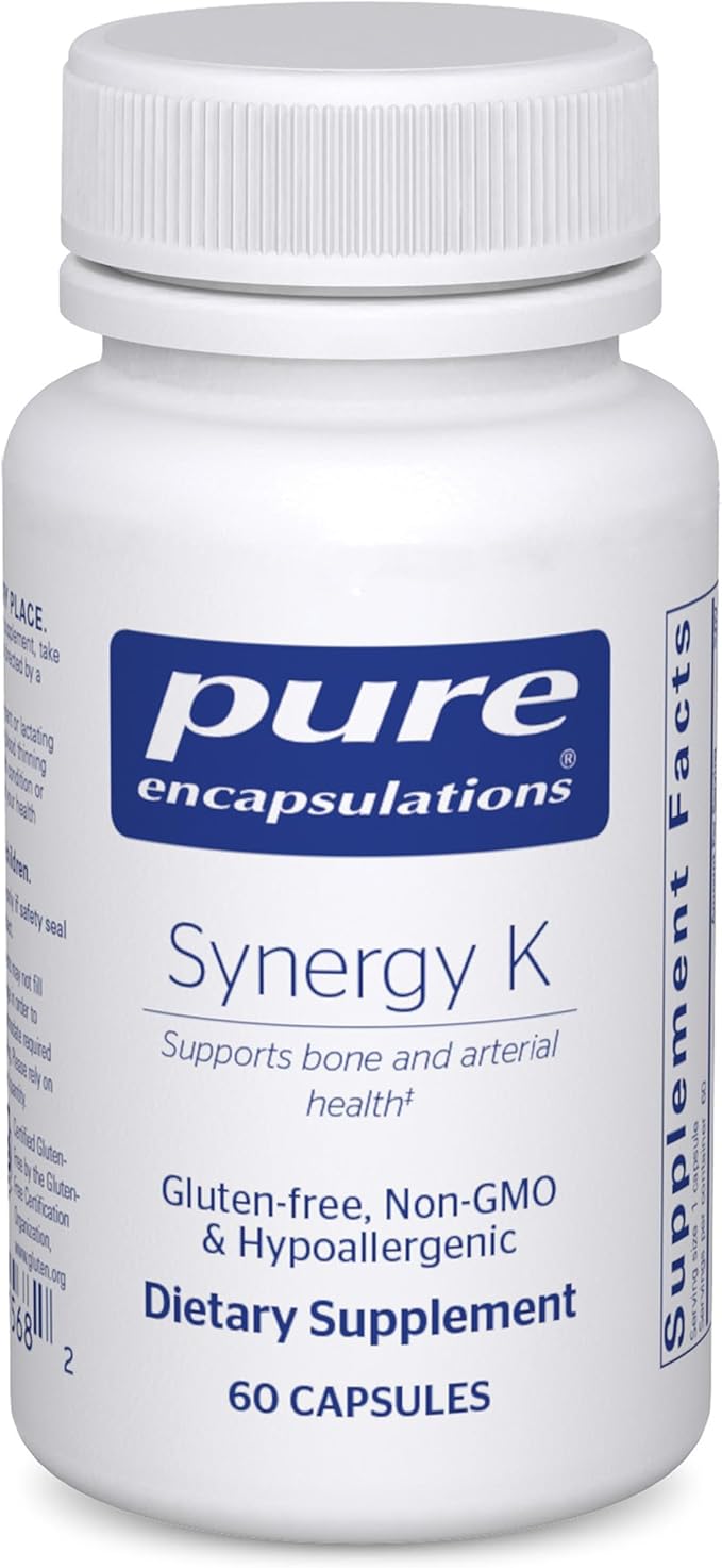 Pure Encapsulations Synergy K - with Vitamin K1 K2 &amp D3 - Supports Bones Blood Vessels Vascular Elasticity &amp Calcium Utilization* - Includes Cholecalciferol - Gluten Free &amp Non-GMO - 60