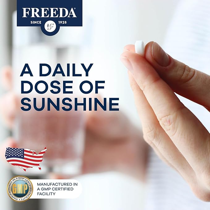 FREEDA Vitamin D3-2000 IU – High-Potency Vitamin D for Bone Strength &amp Immune Support – Easy-to-Swallow Tablets – 250 Tiny Tablets