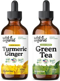 Wild &amp Organic Turmeric Ginger Tincture 4 fl oz &amp Green Tea Tincture 4 fl oz