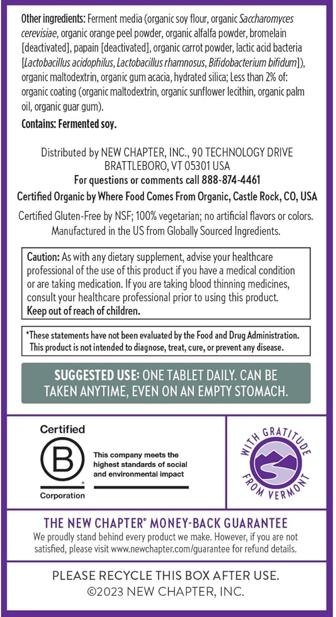 New Chapter Men’s Multivitamin 40+ Extra B6 &amp B12 D3 Vitamin C &amp Zinc Immune Heart Cellular Energy and Brain Health Gentle on The Stomach One Daily Non-GMO Gluten-Free 96 Tablets