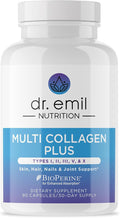 DR. EMIL NUTRITION Women's Multi Collagen Pills | Collagen Supplements | Support Hair Skin Nails &amp Joints | Hydrolyzed Collagen Supplements | Types I II III V &amp X | 90 Capsules